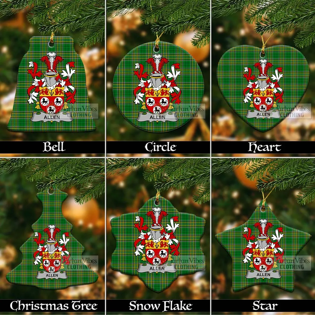 Allen Irish Clan Tartan Christmas Ceramic Ornament with Coat of Arms