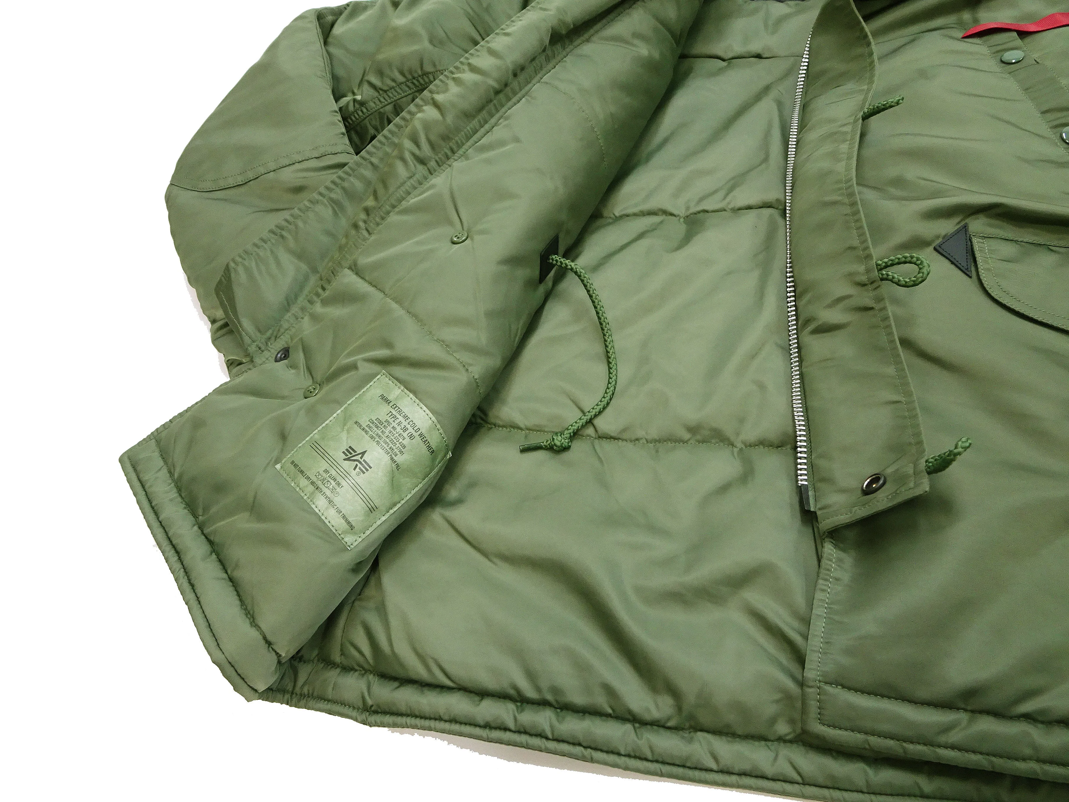 Alpha Industries N-3B Parka 20094 Men's Modern Fit Military Inspired Thigh-Length Padded Nylon Hooded Coat Jacket 20094-503 Vintage-Green