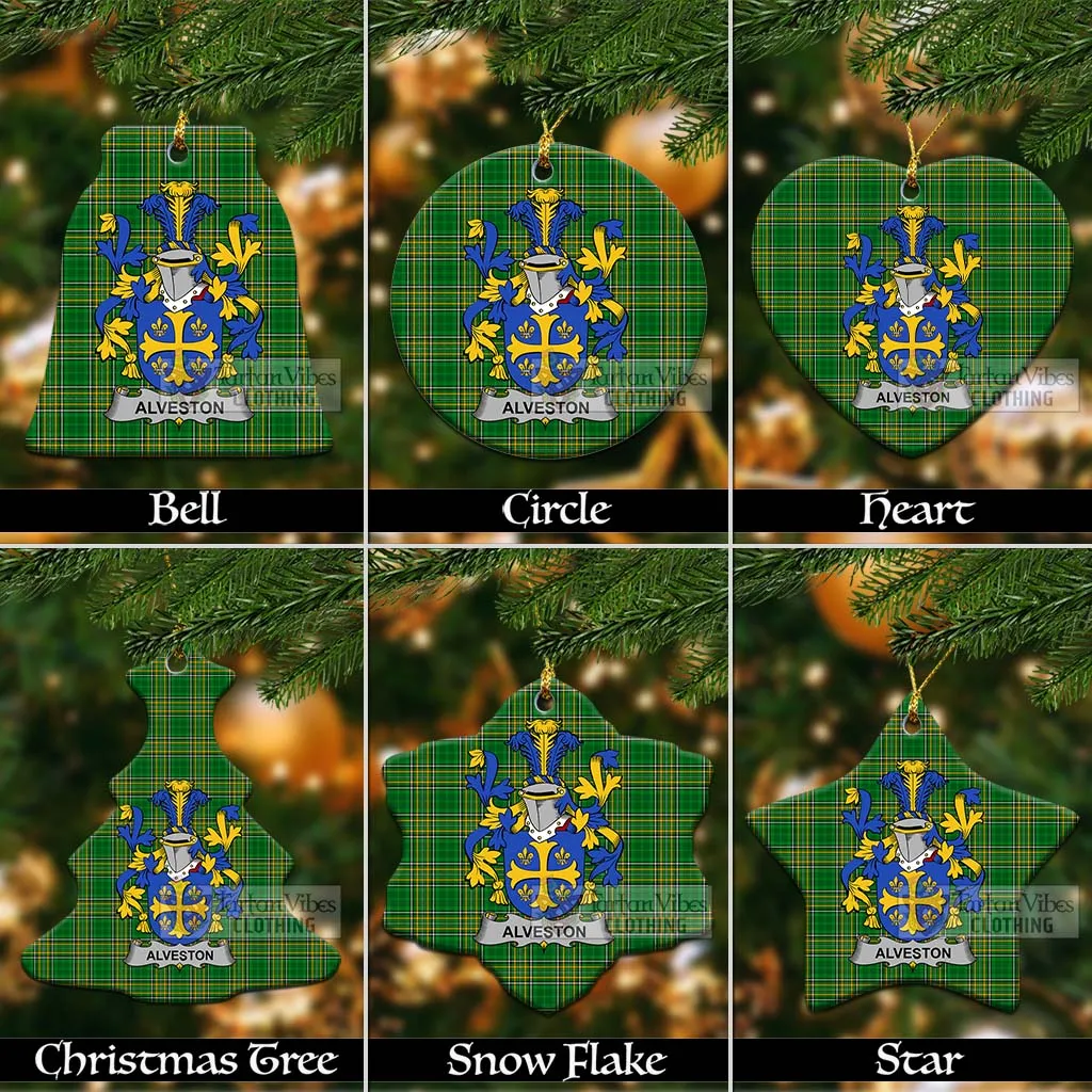 Alveston Irish Clan Tartan Christmas Ceramic Ornament with Coat of Arms