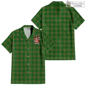 Arthur Irish Clan Tartan Short Sleeve Button Up with Coat of Arms