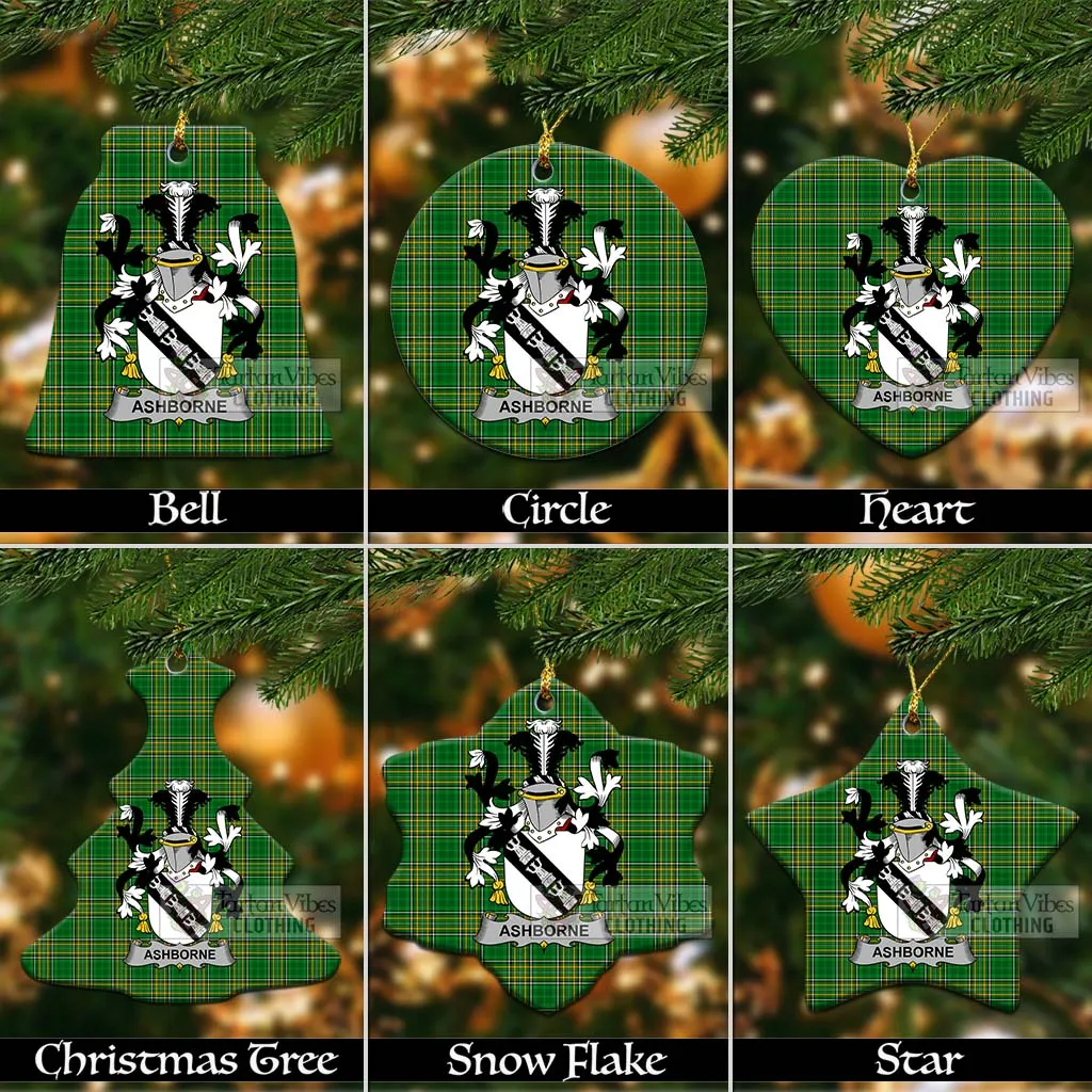 Ashborne Irish Clan Tartan Christmas Ceramic Ornament with Coat of Arms