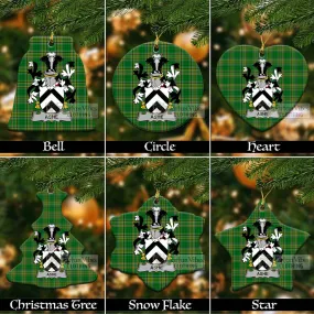 Ashe Irish Clan Tartan Christmas Ceramic Ornament with Coat of Arms