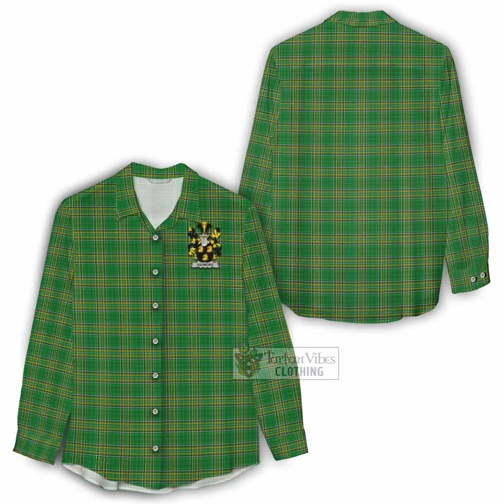 Ashmore Irish Clan Tartan Women's Casual Shirt with Coat of Arms