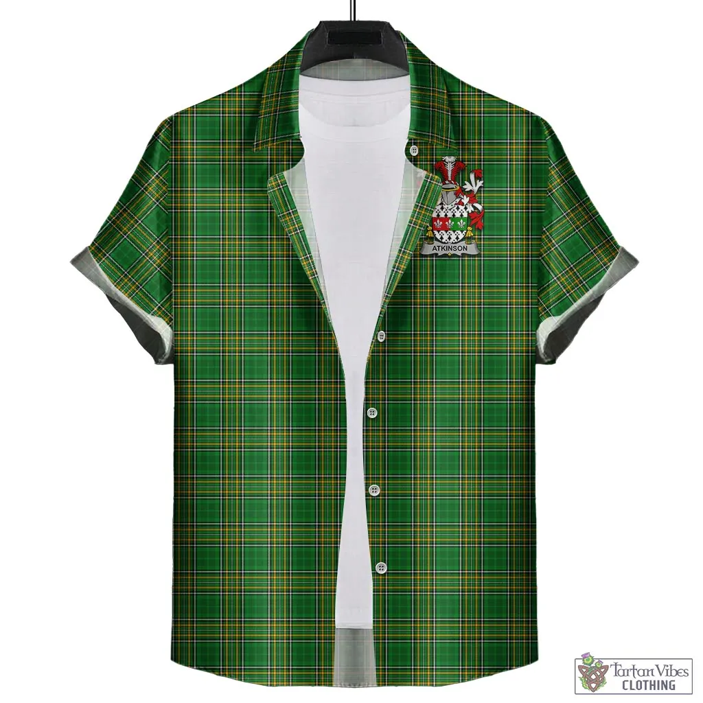 Atkinson Irish Clan Tartan Short Sleeve Button Up with Coat of Arms