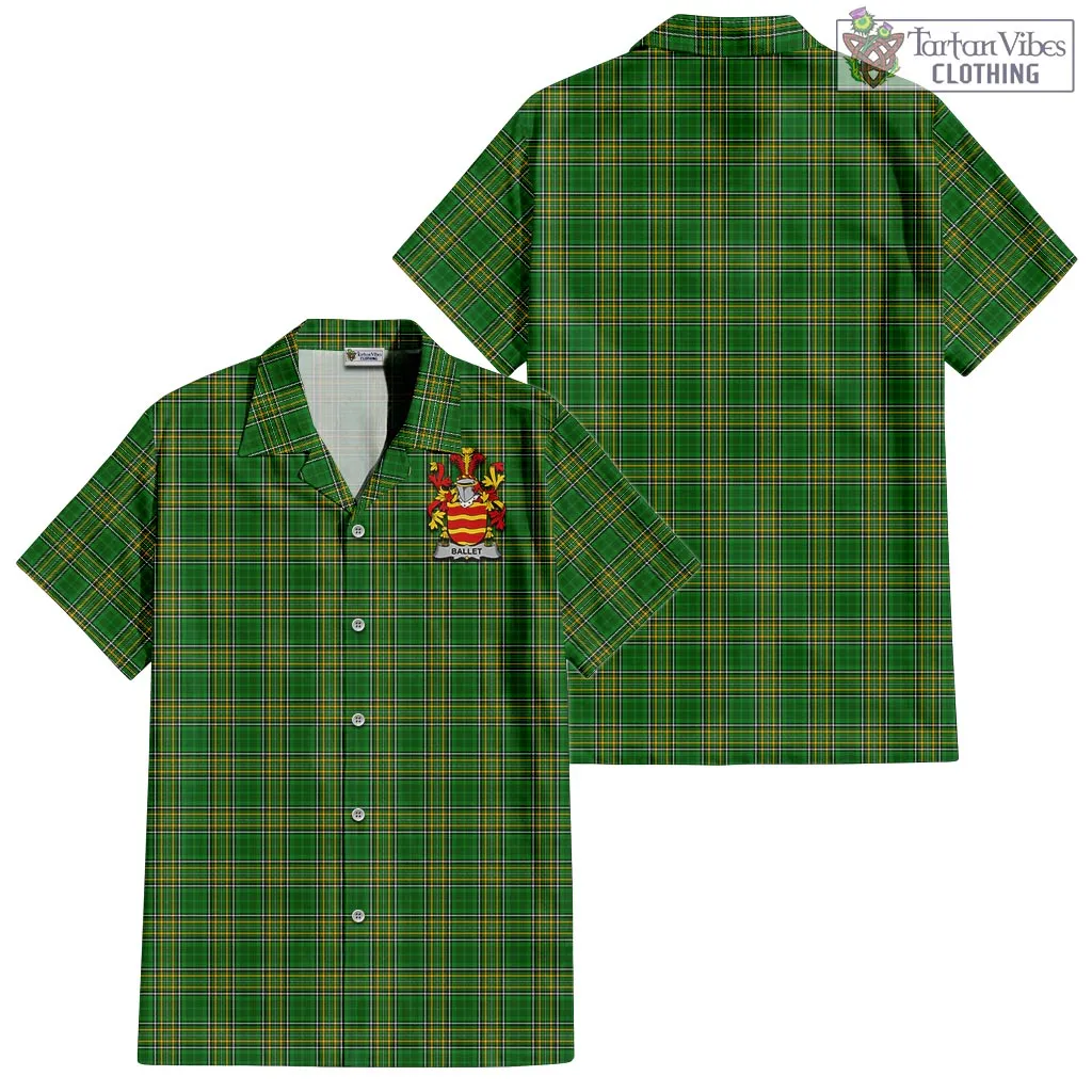 Ballet Irish Clan Tartan Short Sleeve Button Up with Coat of Arms