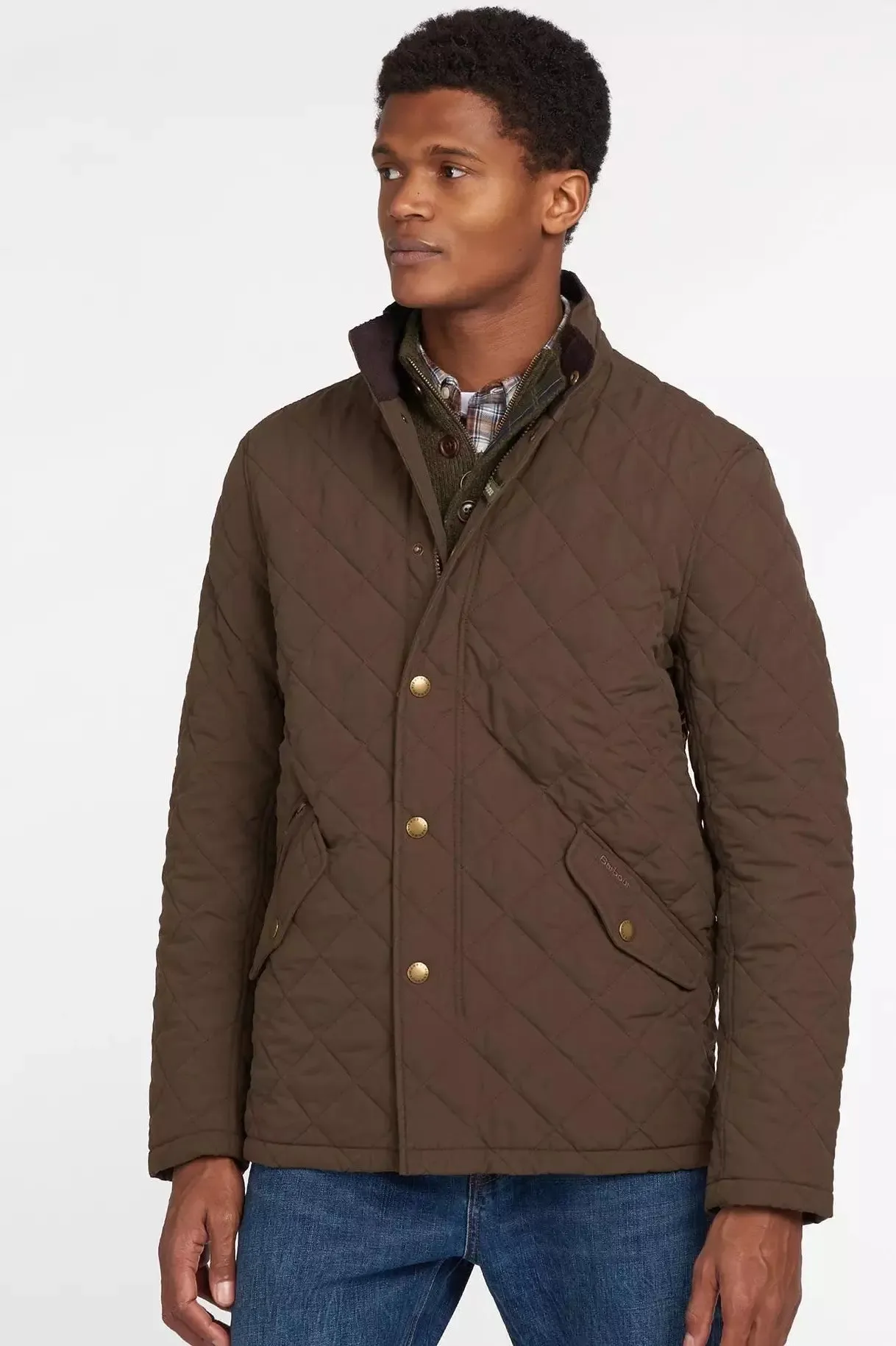 Barbour Shoveler mens quilted jacket in dark Olive MQU0784OL73