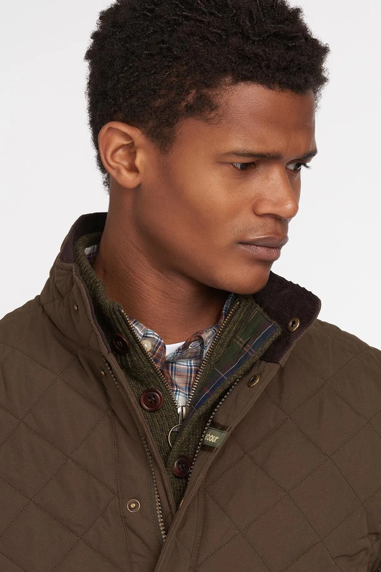 Barbour Shoveler mens quilted jacket in dark Olive MQU0784OL73