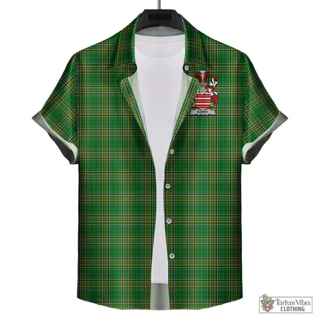 Barry Irish Clan Tartan Short Sleeve Button Up with Coat of Arms