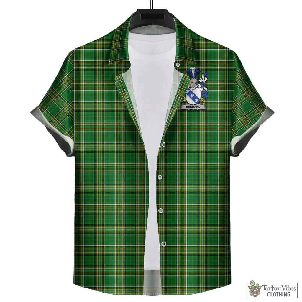 Bernard Irish Clan Tartan Short Sleeve Button Up with Coat of Arms