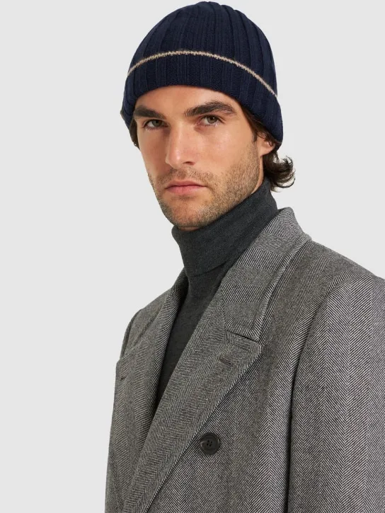 Brunello Cucinelli   Cashmere ribbed knit beanie hat 