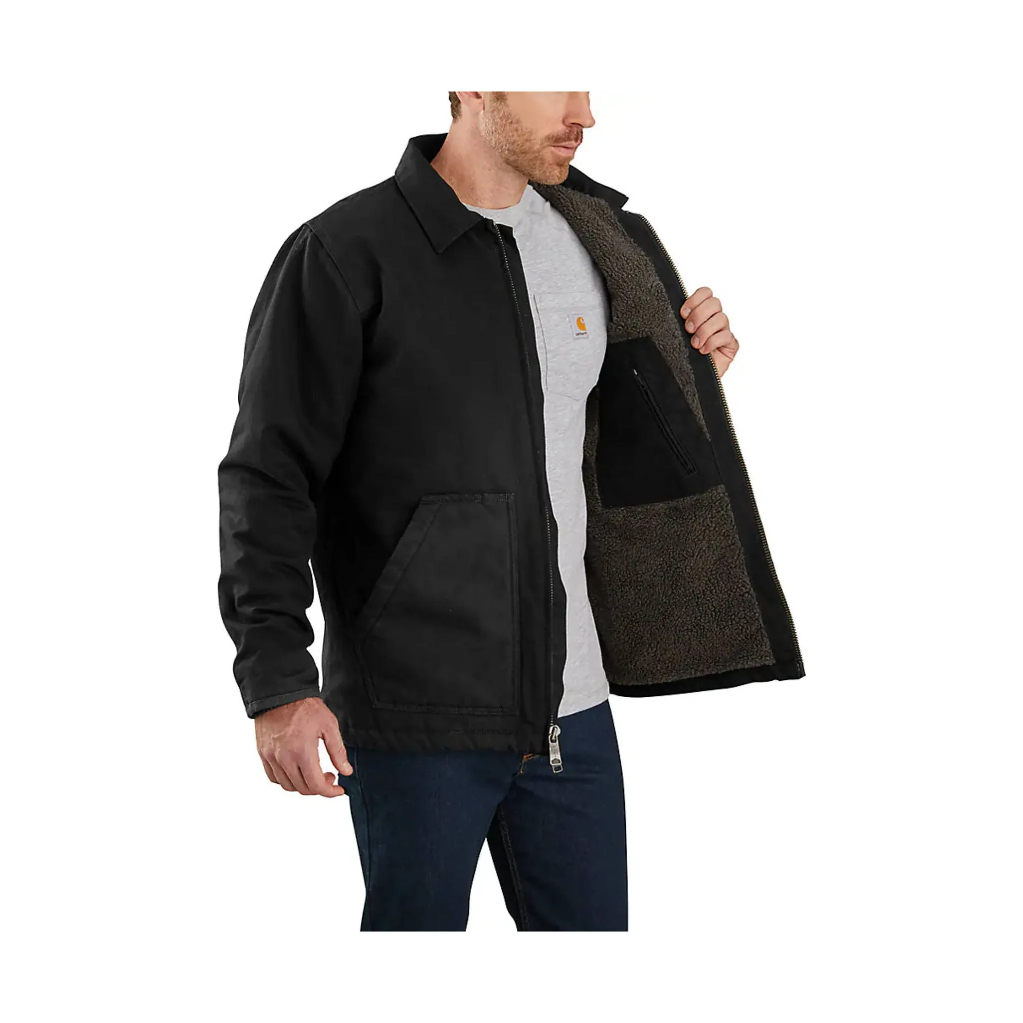 Carhartt Men's Sherpa Lined Loose Fit Field Jacket - Black