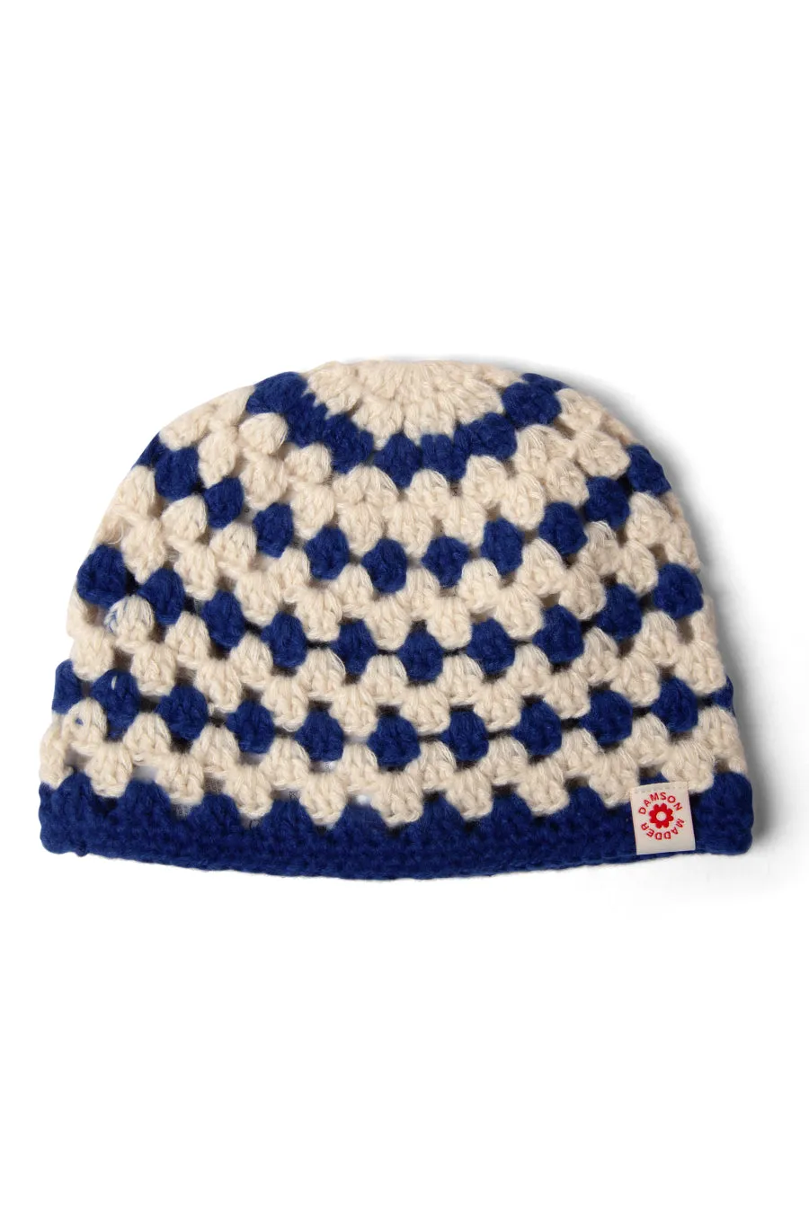 crochet stripe hat - blue