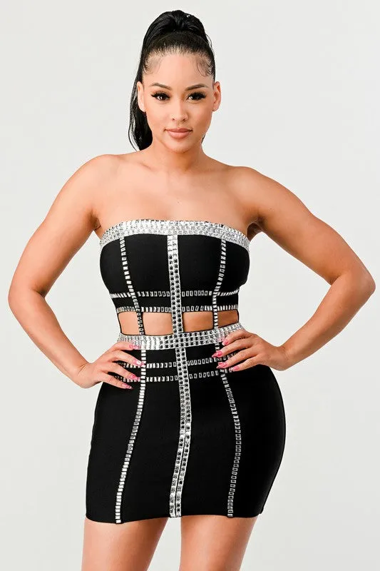 Divva Black Beaded Tube Dress