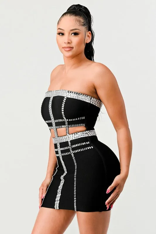 Divva Black Beaded Tube Dress