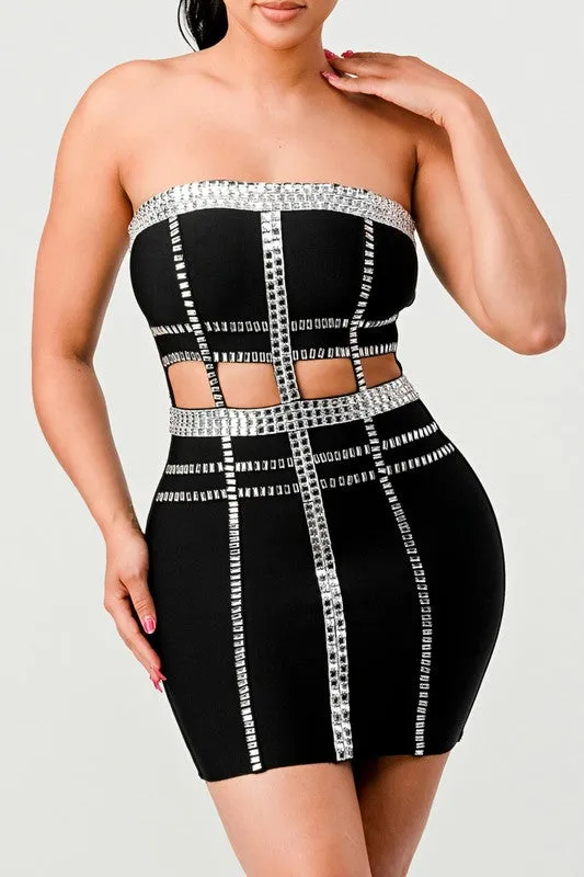 Divva Black Beaded Tube Dress