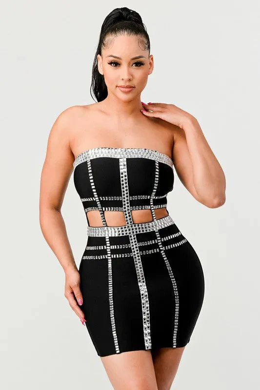 Divva Black Beaded Tube Dress