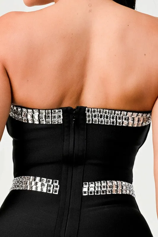 Divva Black Beaded Tube Dress