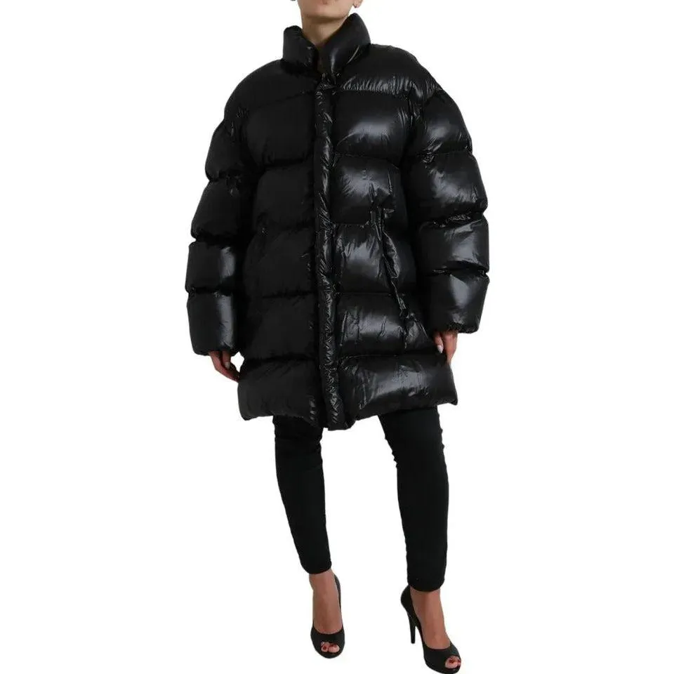 Dolce & Gabbana Black Puffer Quilted Full Zip Coat Jacket