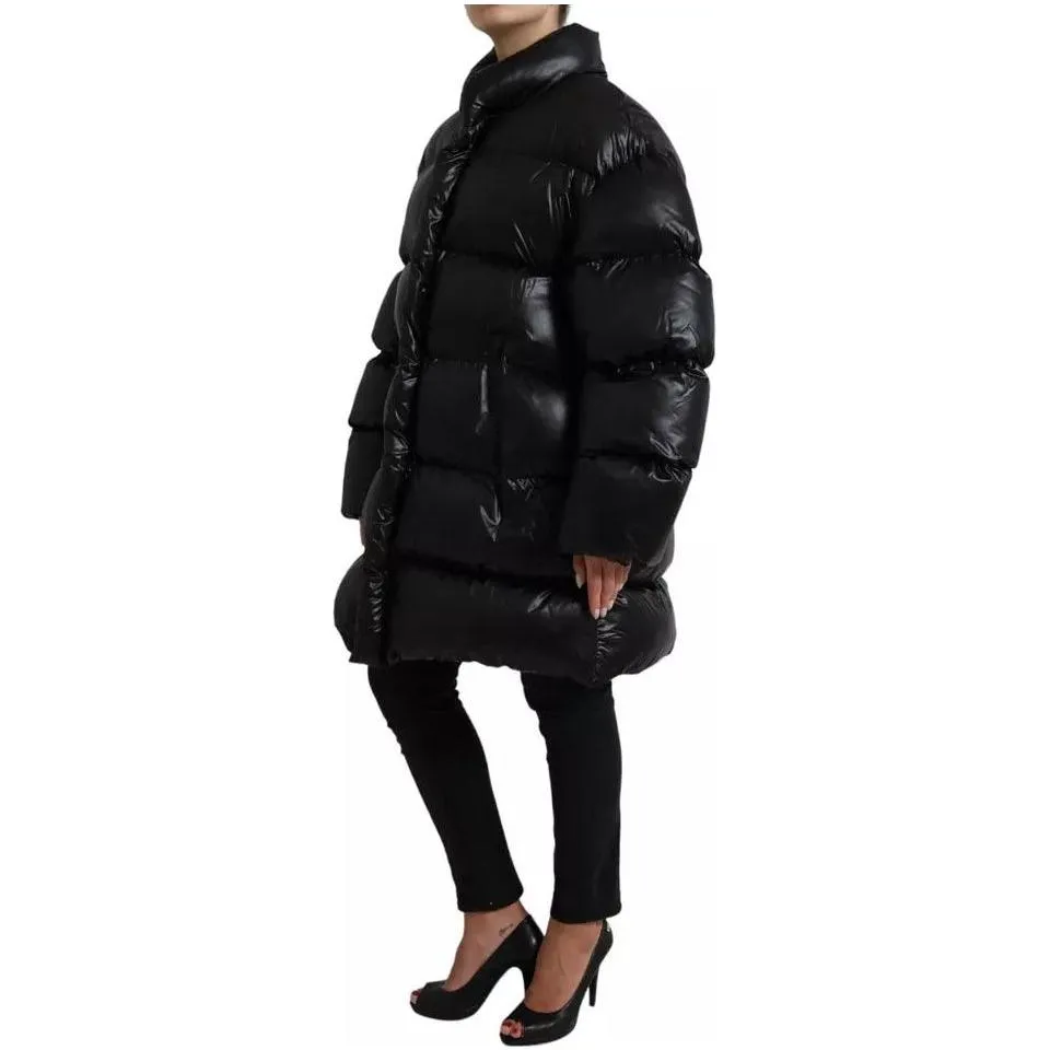 Dolce & Gabbana Black Puffer Quilted Full Zip Coat Jacket