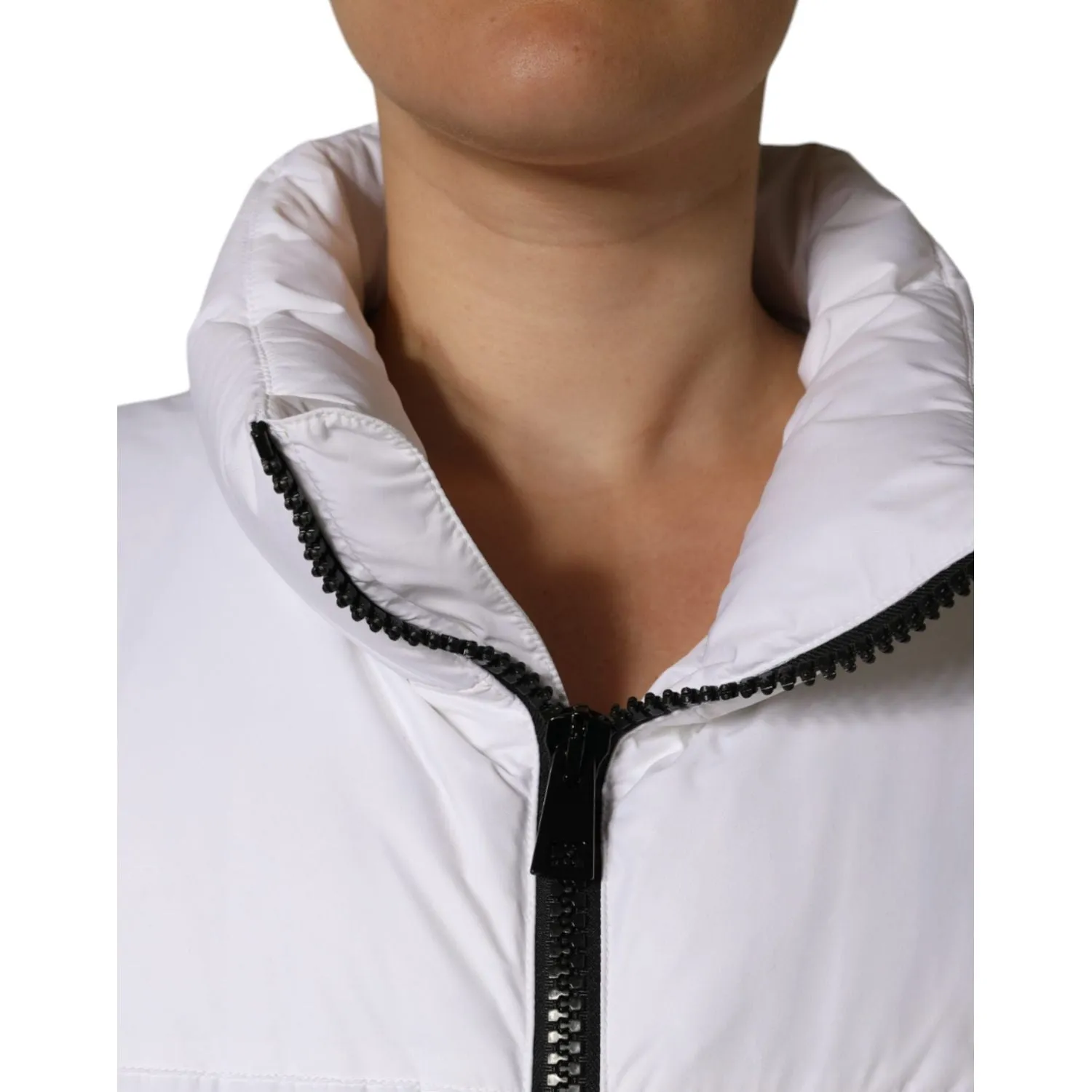 Dolce & Gabbana White Puffer Quilted Full Zip Coat Jacket