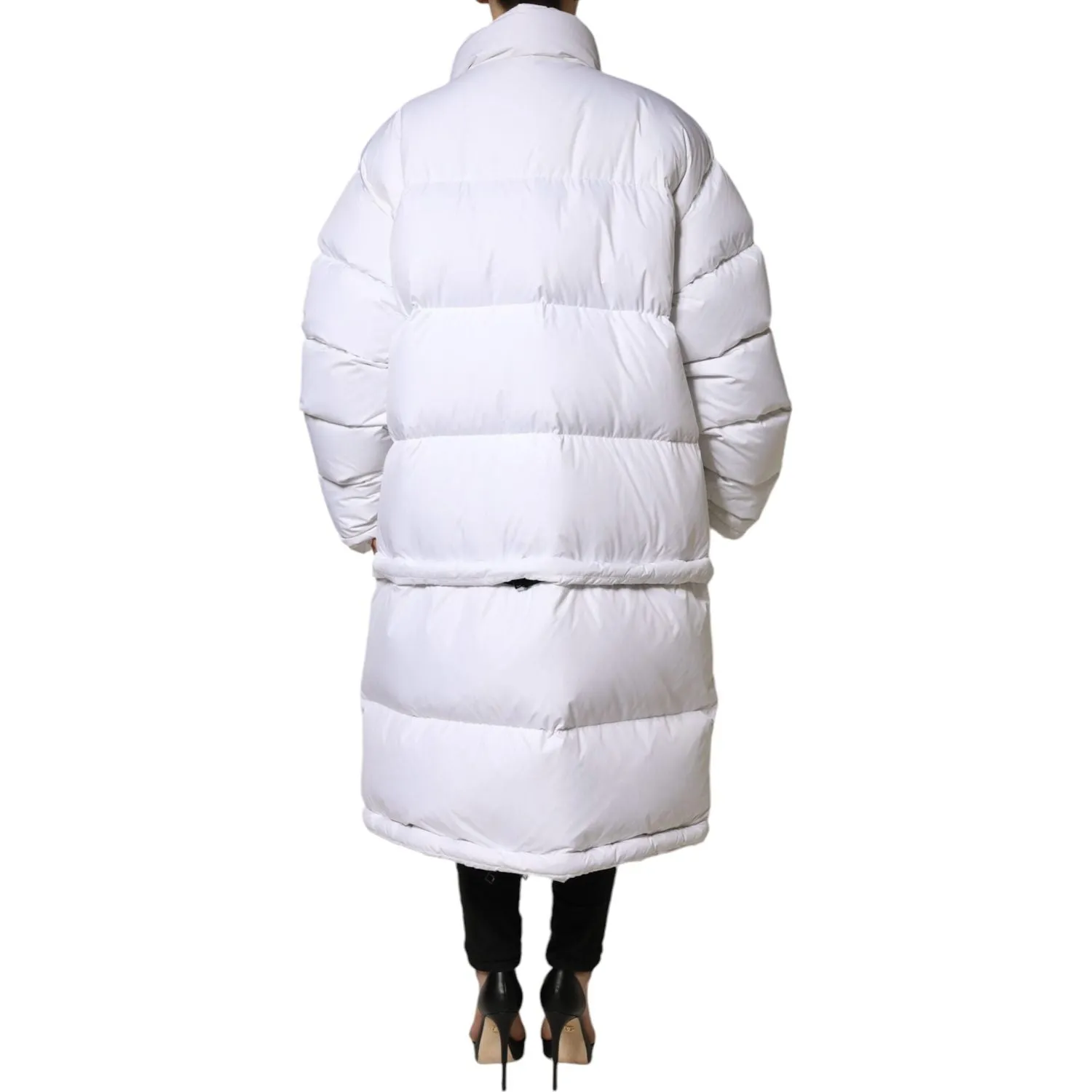 Dolce & Gabbana White Puffer Quilted Full Zip Coat Jacket