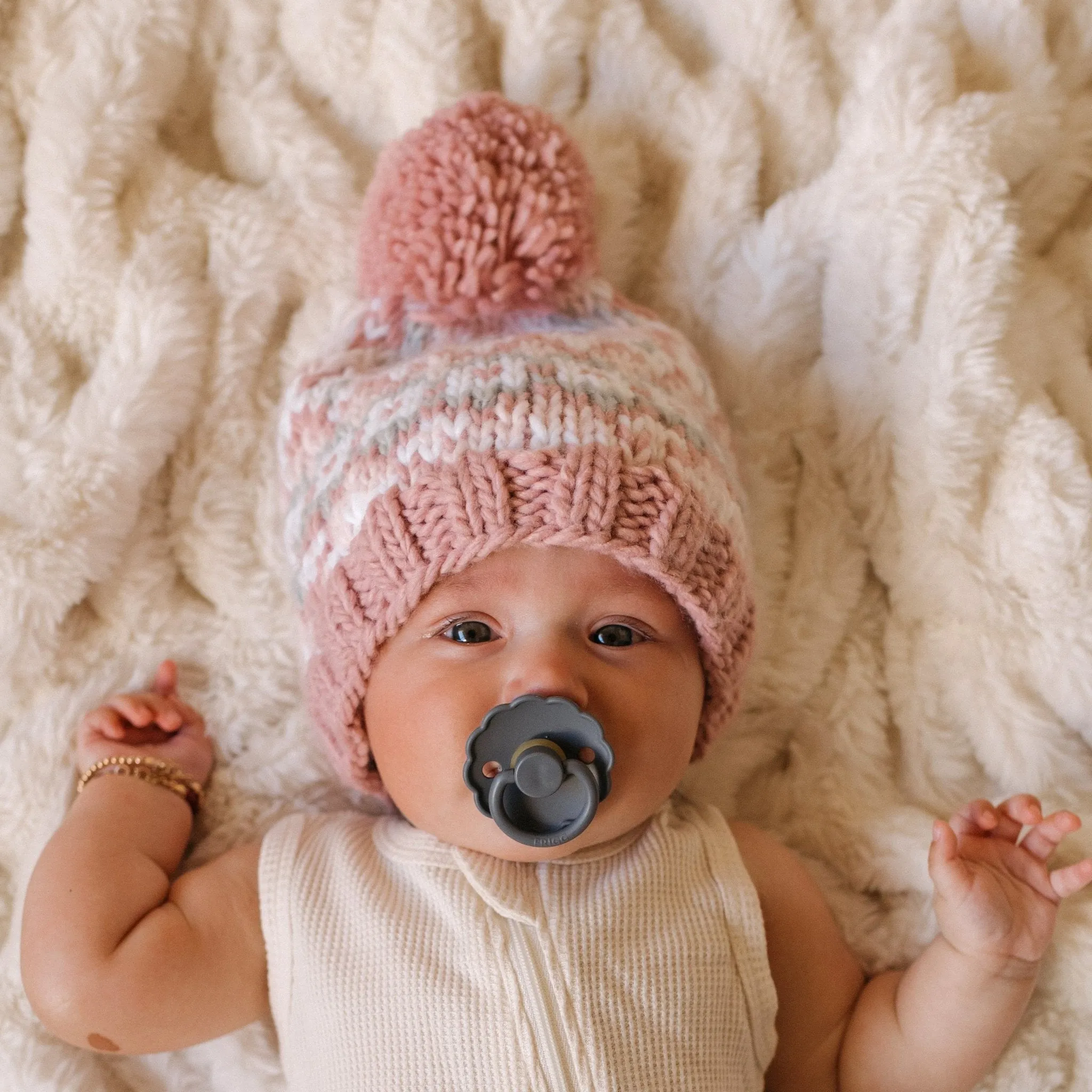 Fairisle Rosy Beanie Hat for Baby & Kids