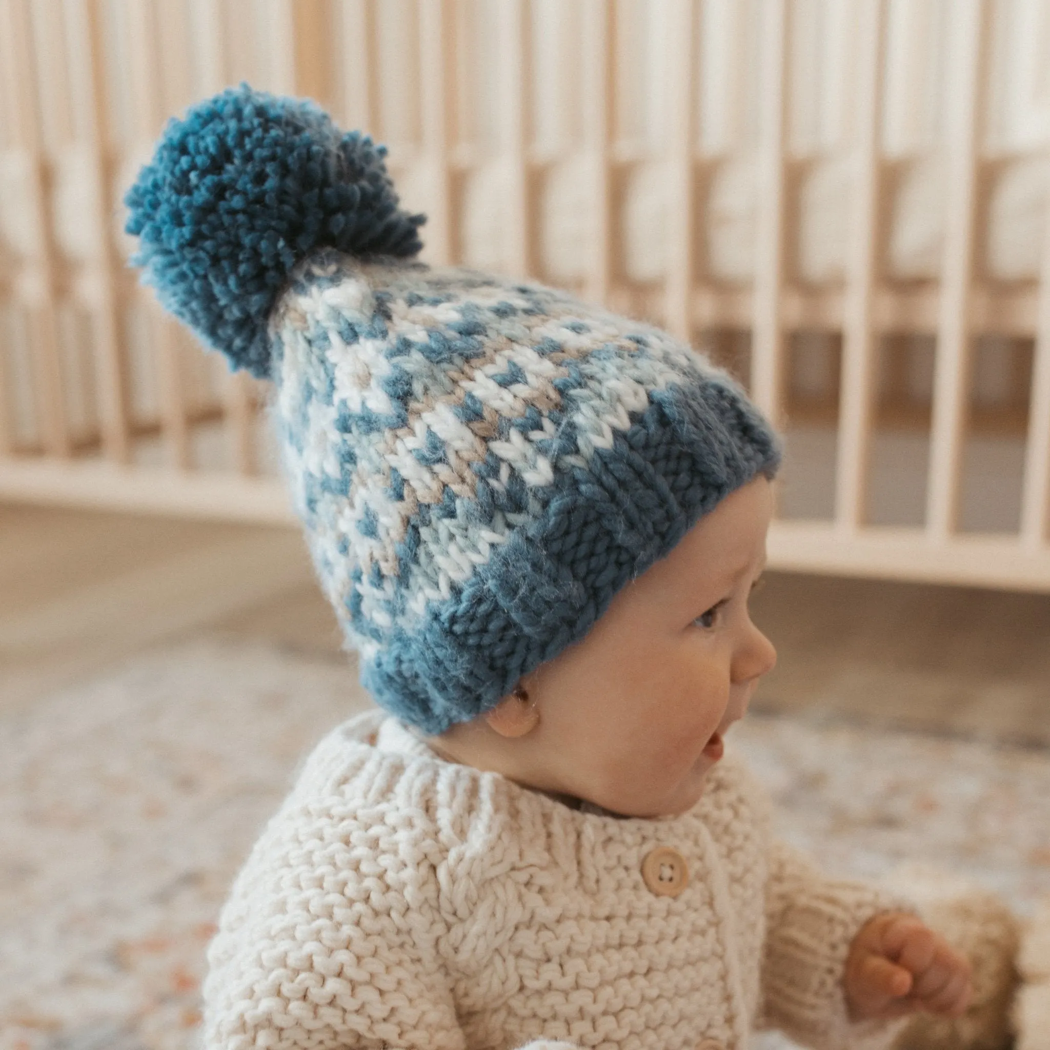 Fairisle Slate Beanie Hat