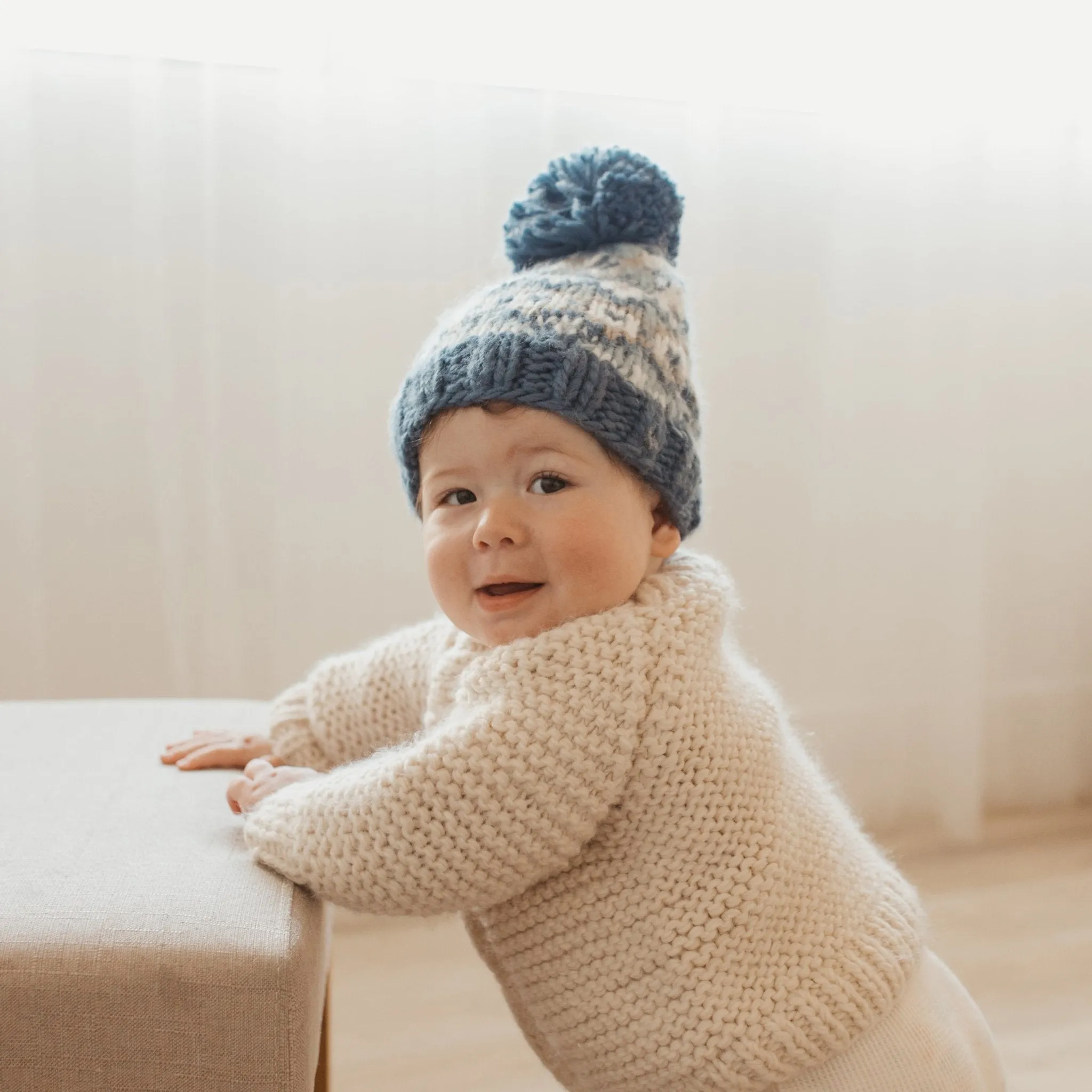 Fairisle Slate Beanie Hat