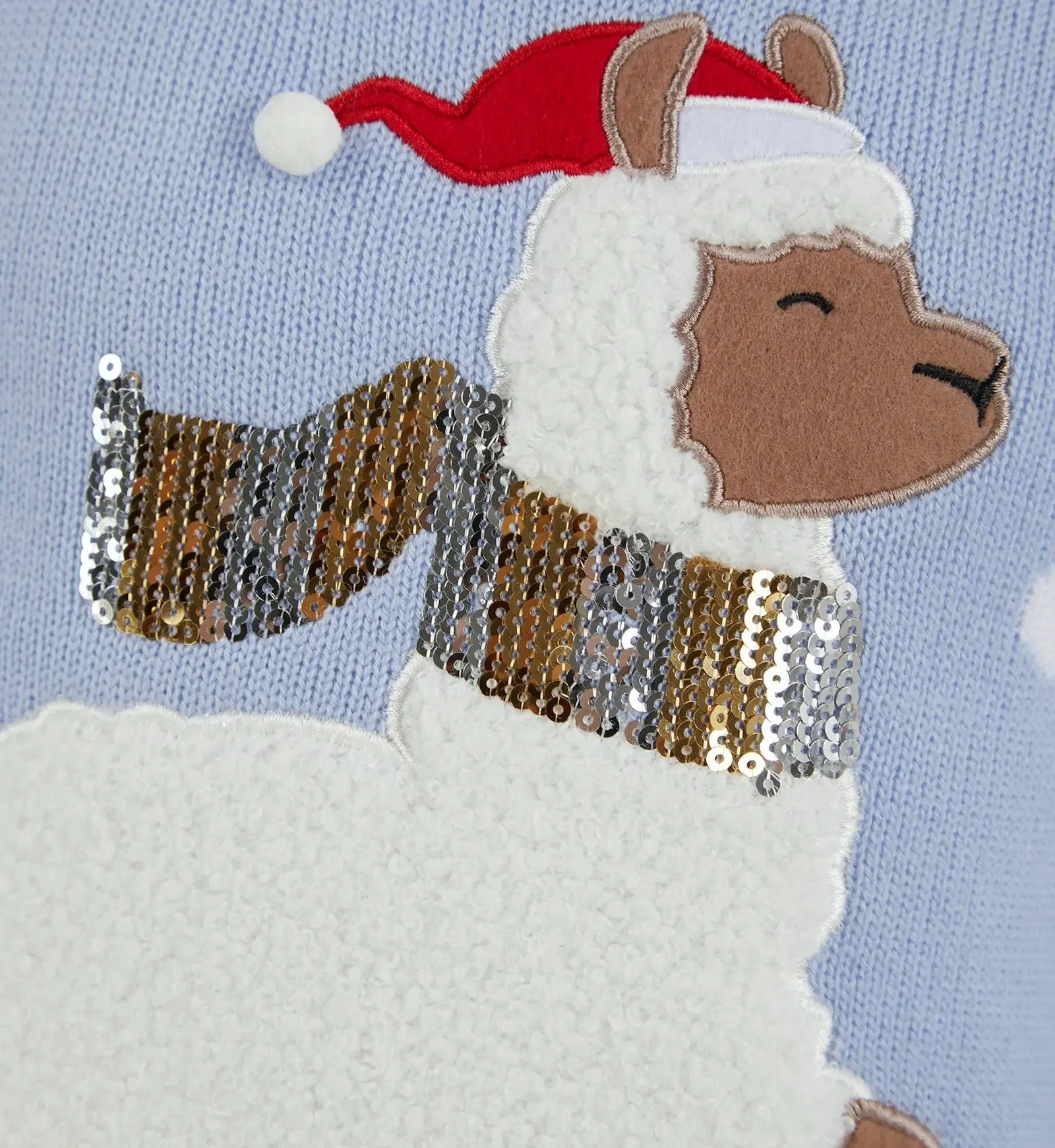 Girls Light Up Christmas Jumper Llama Design Sequins Fleece