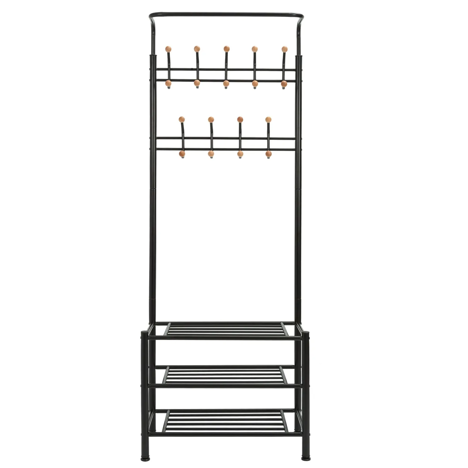 Hall Tree with Storage Bench, Thickened Steel Tube Assembled