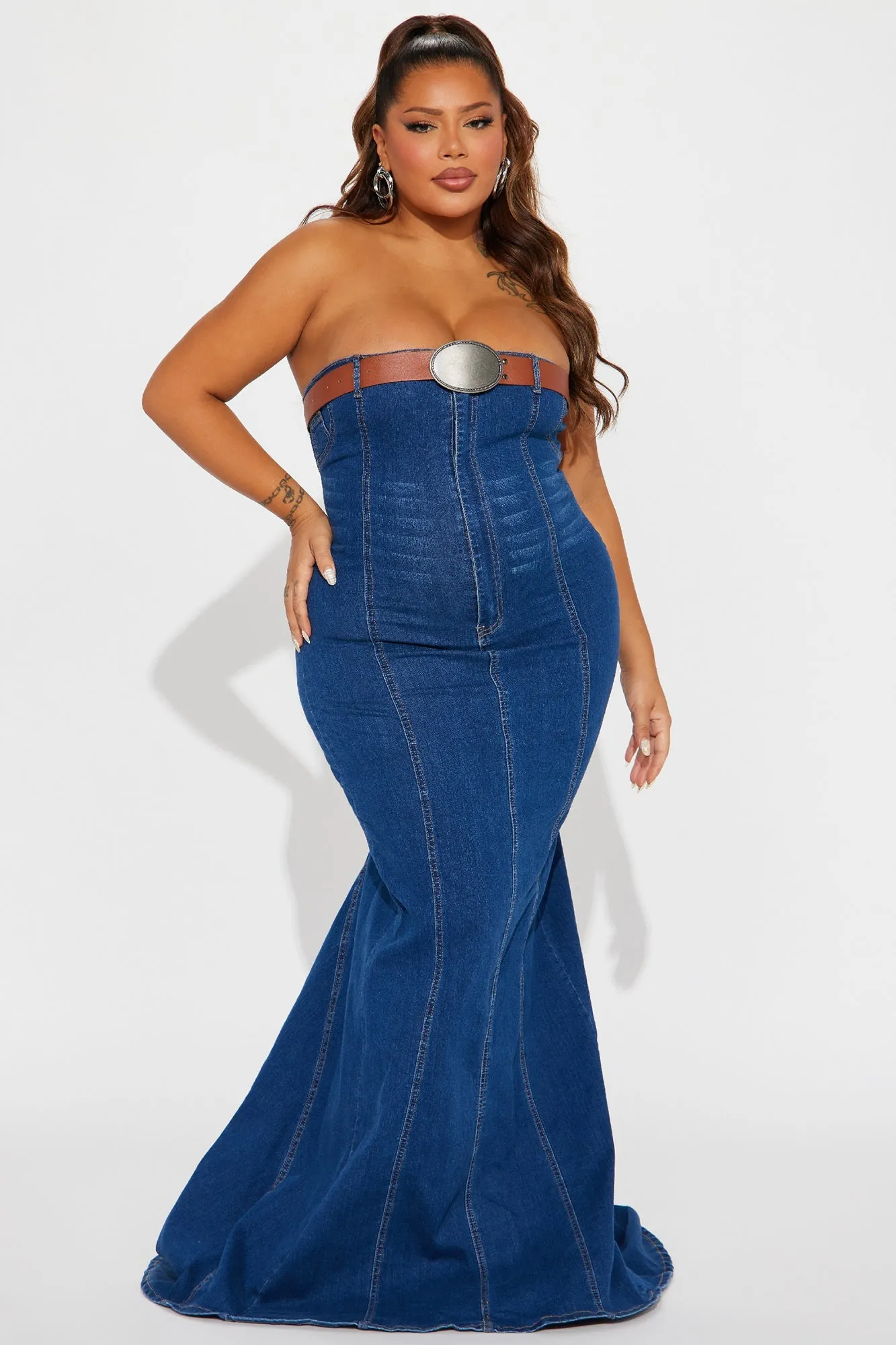 Kelly Denim Maxi Dress - Medium Wash