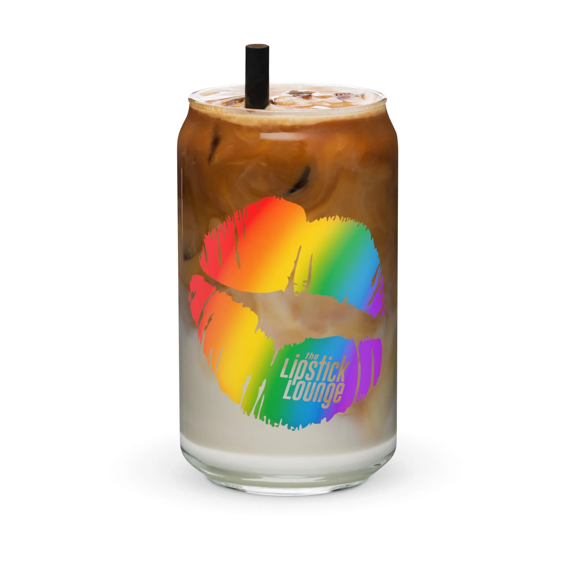 Lipstick Lounge Rainbow Logo Glass Can