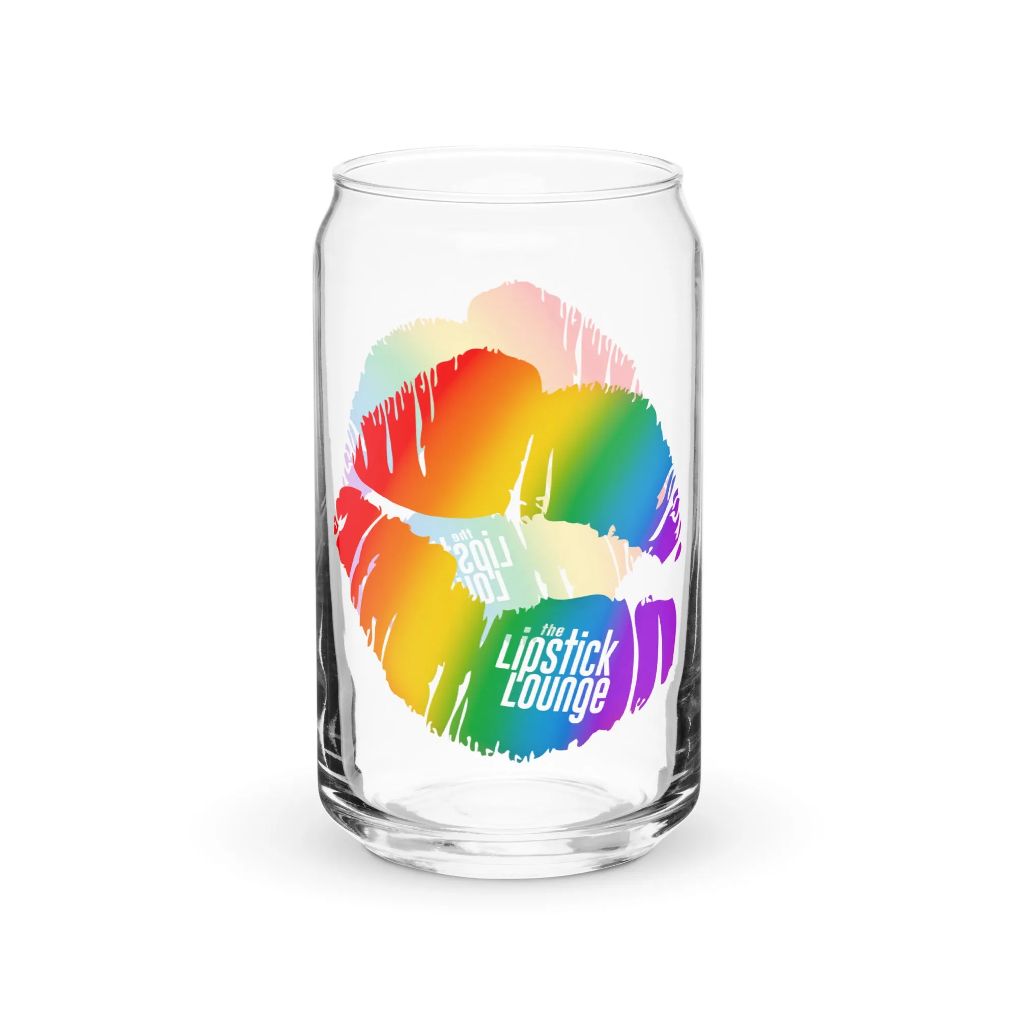 Lipstick Lounge Rainbow Logo Glass Can