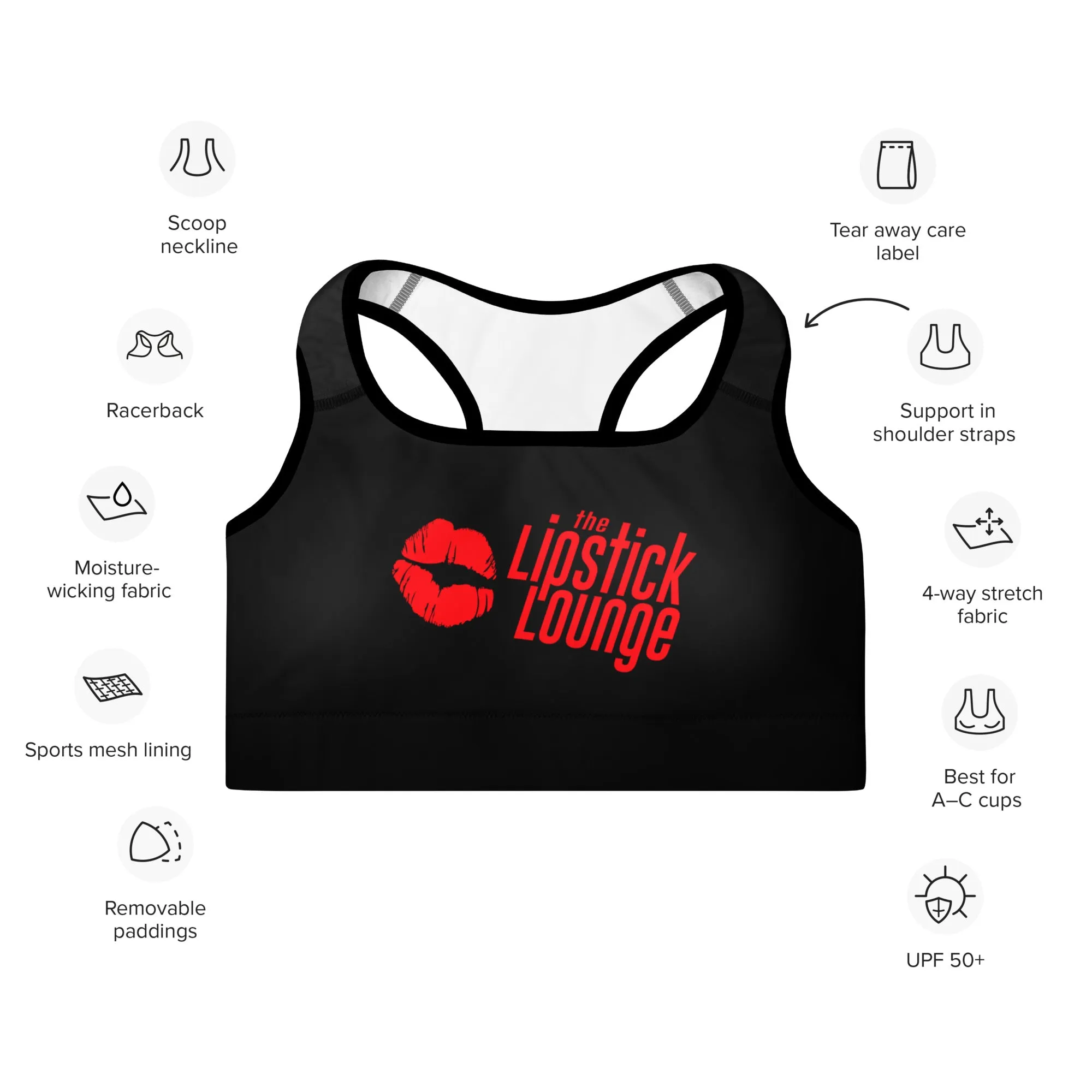 Lipstick Lounge Red Logo Sports Bra