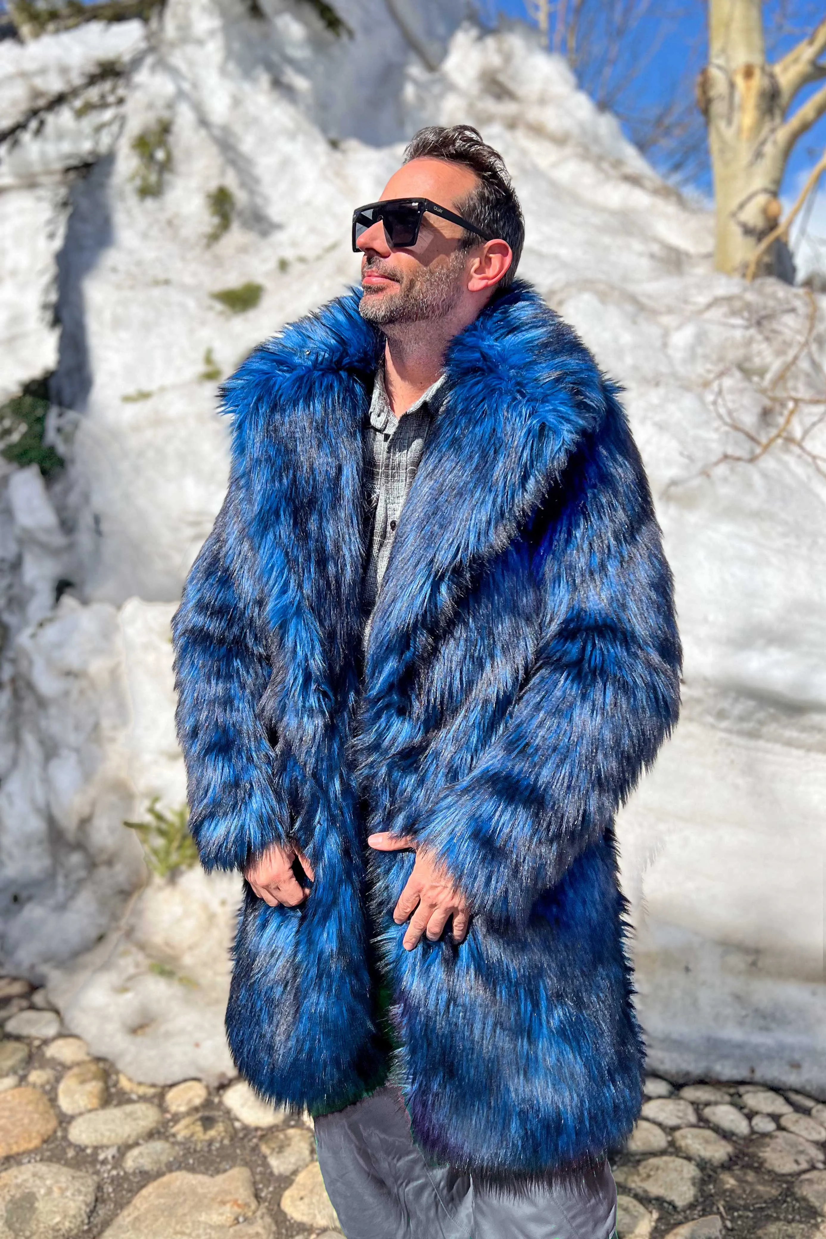 Men's Dutch Snap off Hood Coat  in "Blue Wolf"