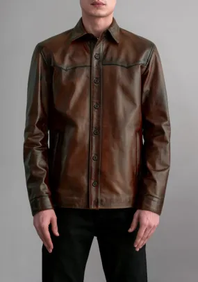 Men’s Stylish Cafe Racer Biker Distressed Brown Leather Jacket