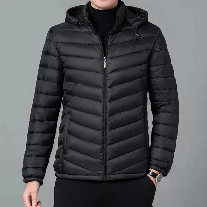 Men's Winter Zip up Hooded Puffer jacket Quilted down coat jacket