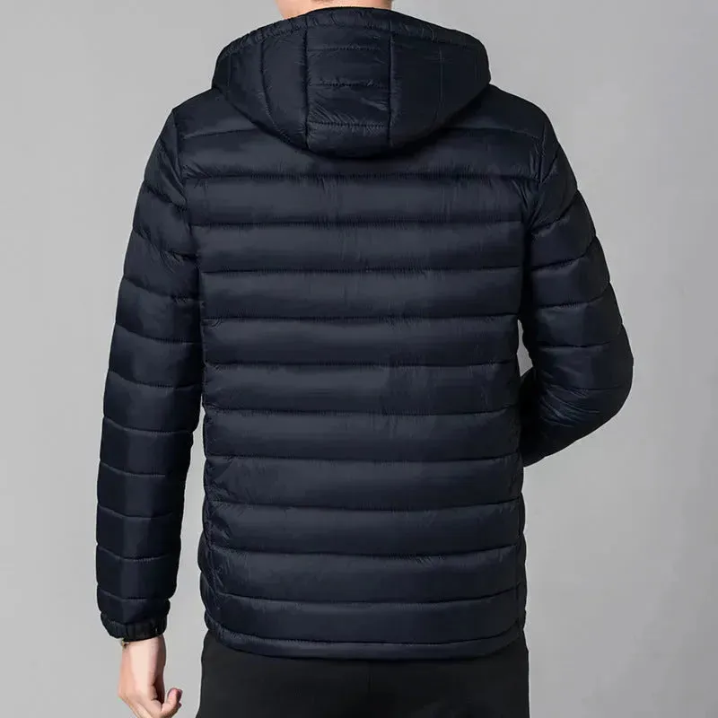 Men's Winter Zip up Hooded Puffer jacket Quilted down coat jacket