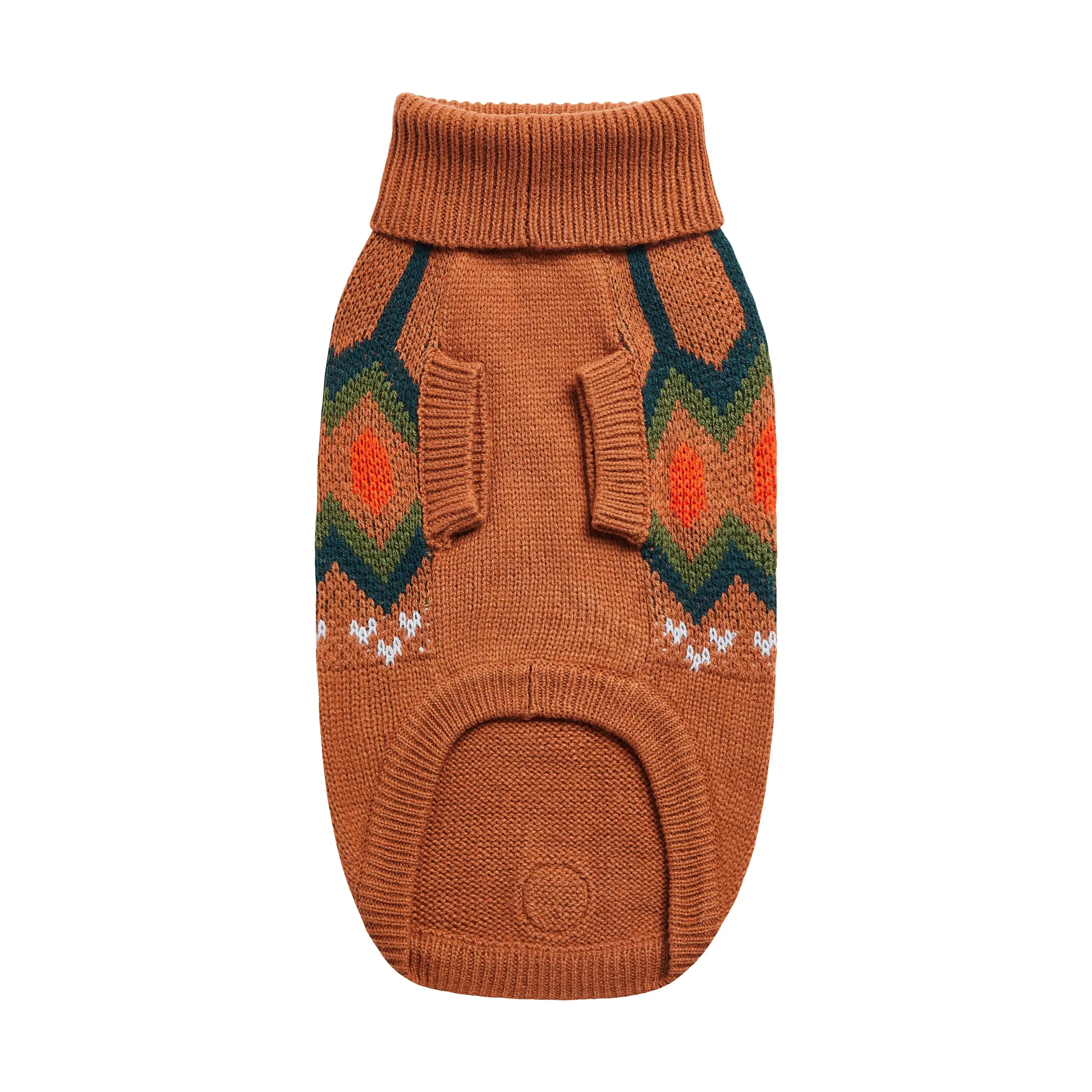 Sculpted Turtleneck Dog Sweater with Vintage Heritage Design - Hazel