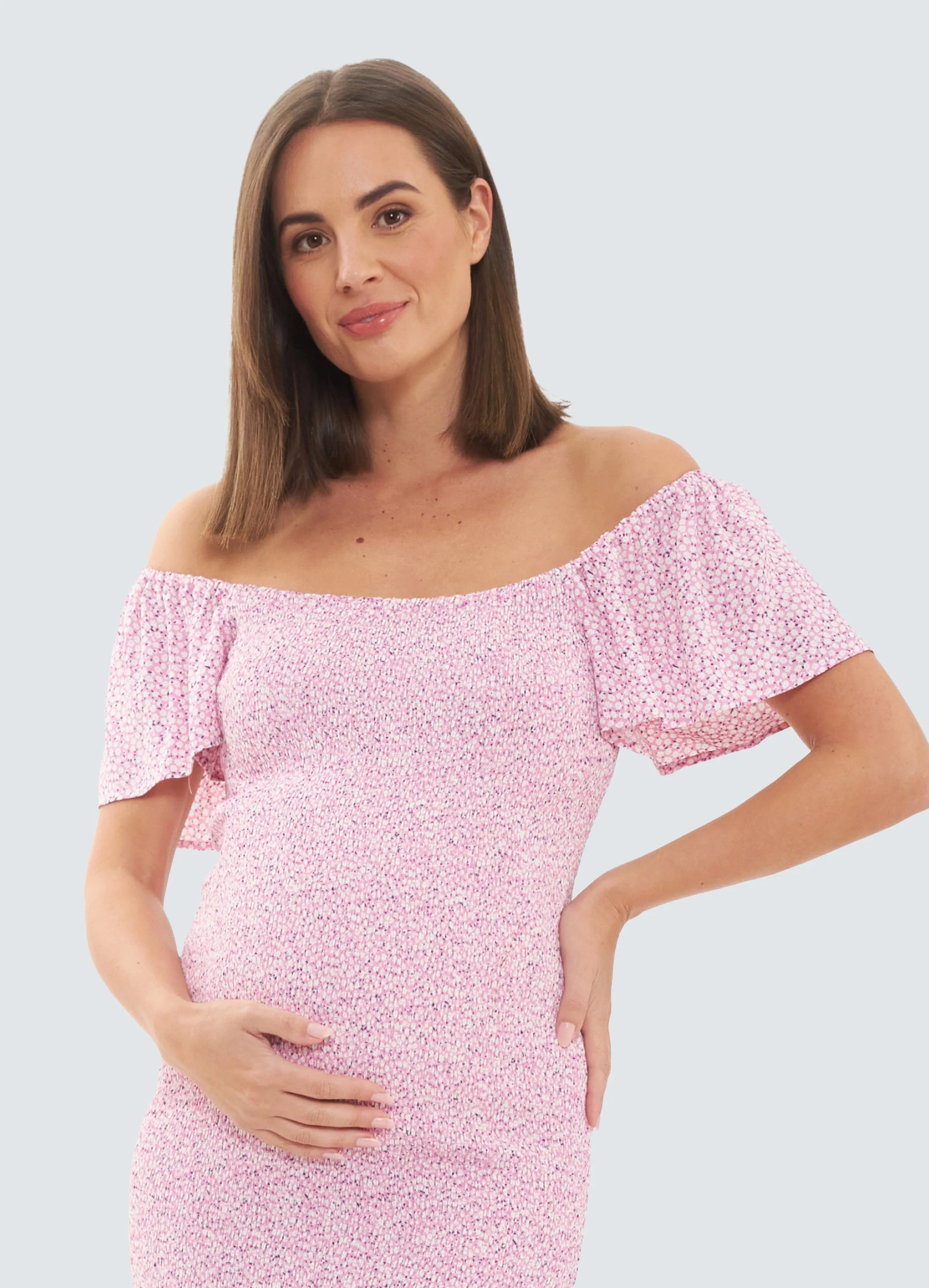 Selma Smocked Maternity Midi Dress