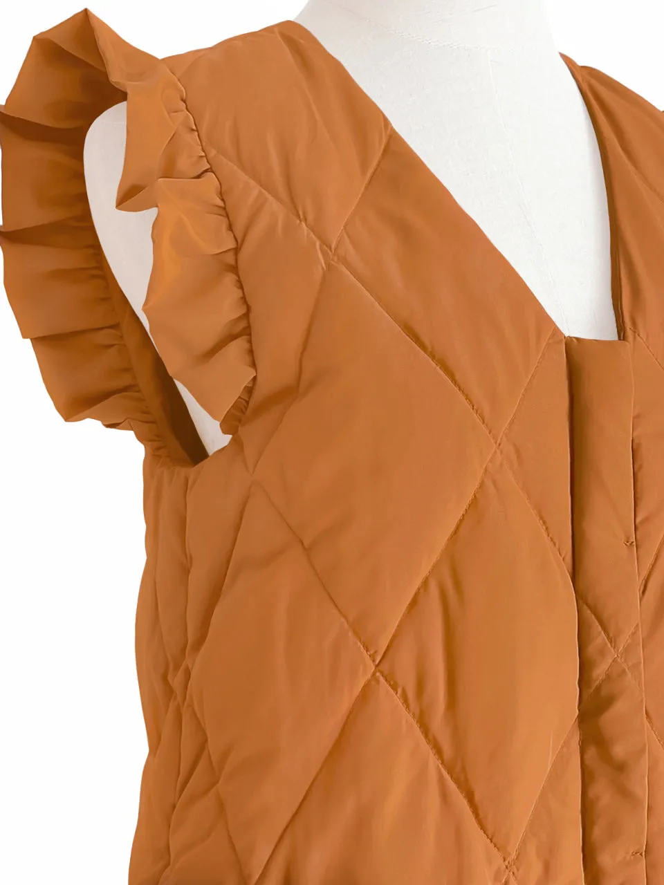 Surprise Sale! Marmalade Frill Shoulder Longline Quilted Down Vest