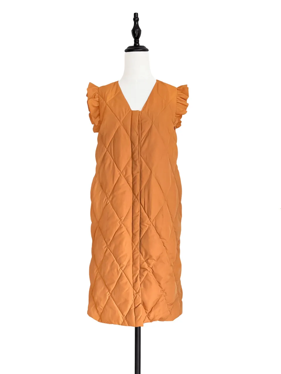 Surprise Sale! Marmalade Frill Shoulder Longline Quilted Down Vest