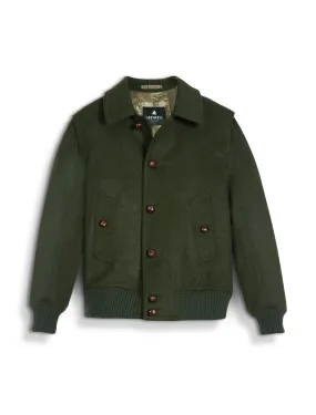 The Loden Bomber in Green Wool & Alpaca Mix