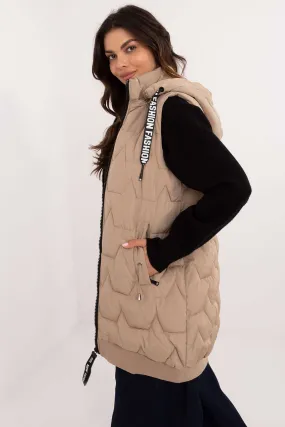 Versatile Warmth: Quilted Knee-Length Vest with Detachable Hood