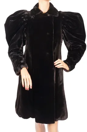 Victorian Black Plush Velvet Womens Coat Steampunk XS