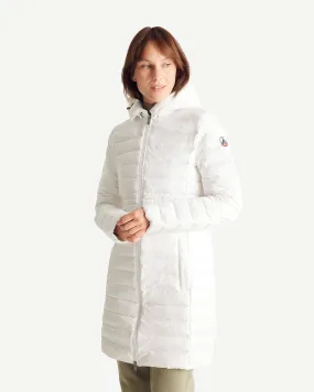 White Vero long hooded puffer jacket