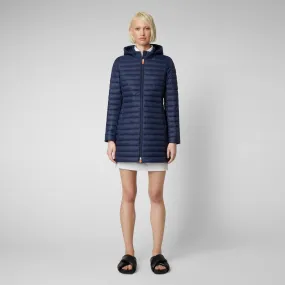 Woman's animal free puffer jacket Bryanna in navy blue